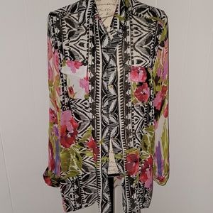 Quintessential Floral Chiffon Long Sleeve Top